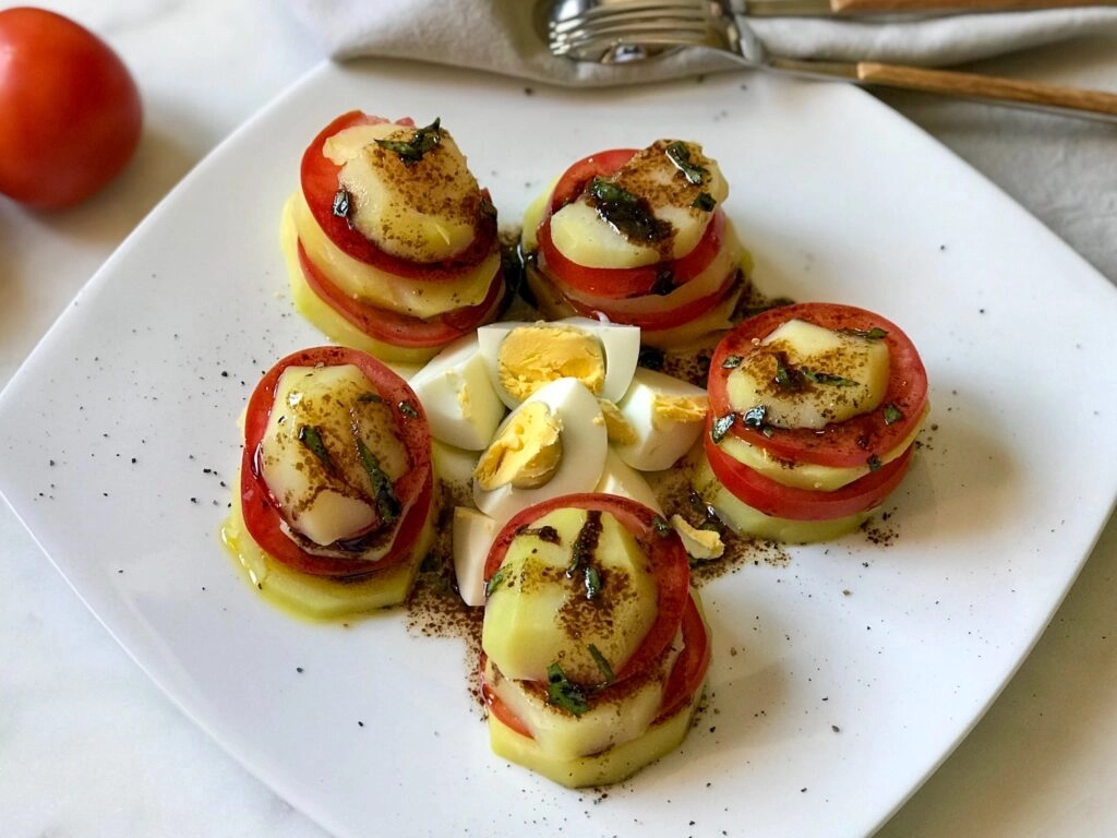 Receta: Ensalada de tomate, patata y huevo