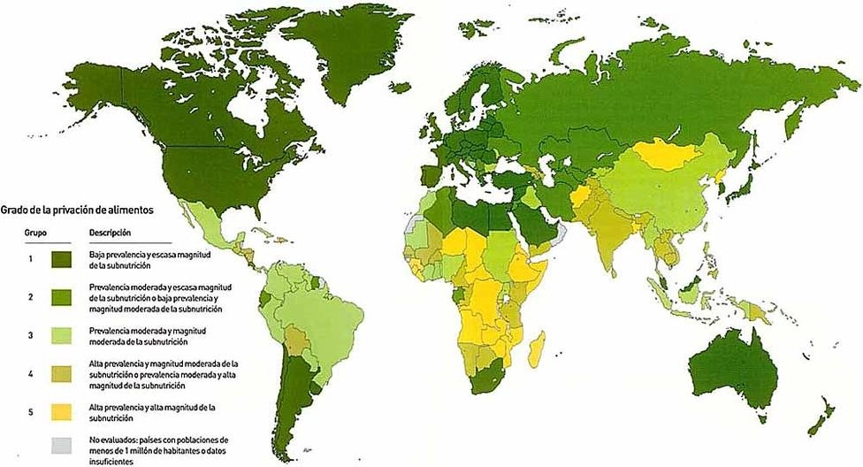 Mapa hambre en el mundo 2021