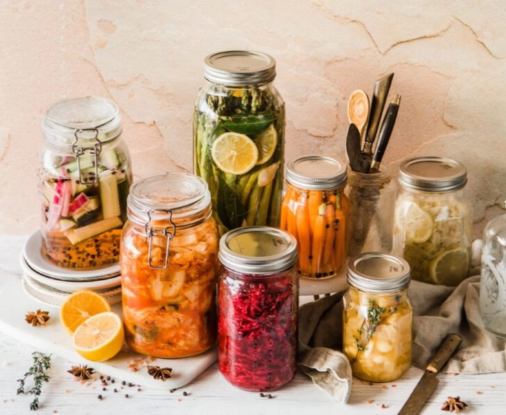 Botes de alimentos fermentados, muy buenos para la microbiota