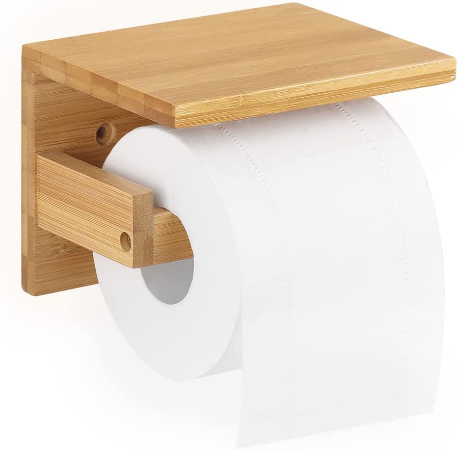 Portarrollos de bambú para papel higiénico.