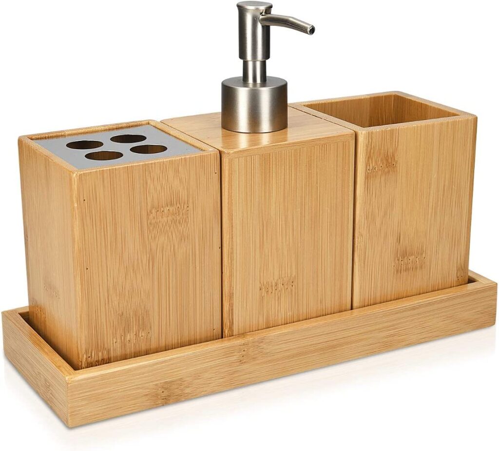 Set de dispensador de jabón, recipiente para pasta y cepillos y bandeja