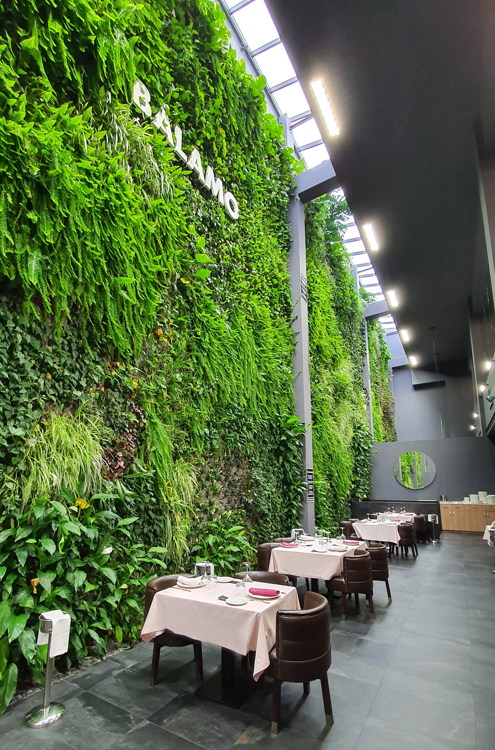 El jardín vertical del restaurante Bálamo produce el oxígeno que necesitarían 350 personas en un año.