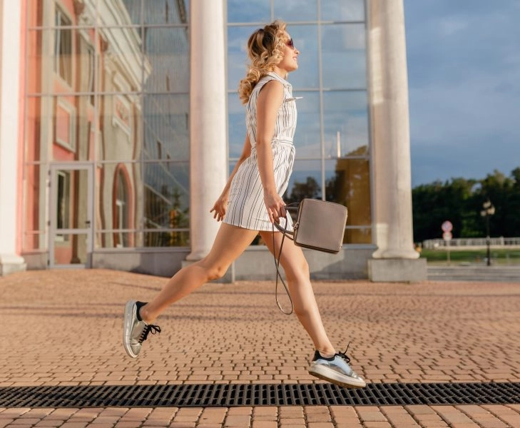 Mujer caminando al aire libre, ejemplo de Japanese Walking, la técnica japonesa que alterna ritmos para adelgazar y mejorar el corazón