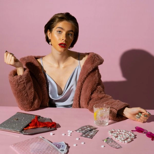 Mujer con blísters de pastillas, aludiendo a consultas en farmacia para elegir suplementos sin gastar de más