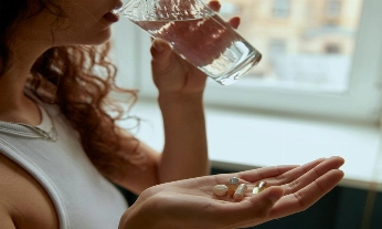 Mujer toma ácido tranexámico en pastillas