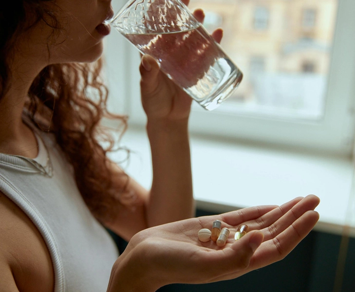 003AcidoTranexamicoViaOralPexels Mujer toma ácido tranexámico en pastillas