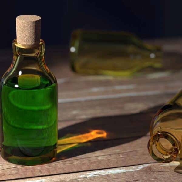 Botella con aceite de algas
