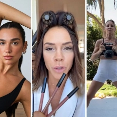 Dua Lipa nos vende aparatos para Pilates, Victoria Beckham productos de cuidado facial y maquillaje, y Elsa Pataky suplementos alimenticios. Y hasta con rulos y sudando lucen ideales. Todo sea por el negocio. FOTO: Instagram. 