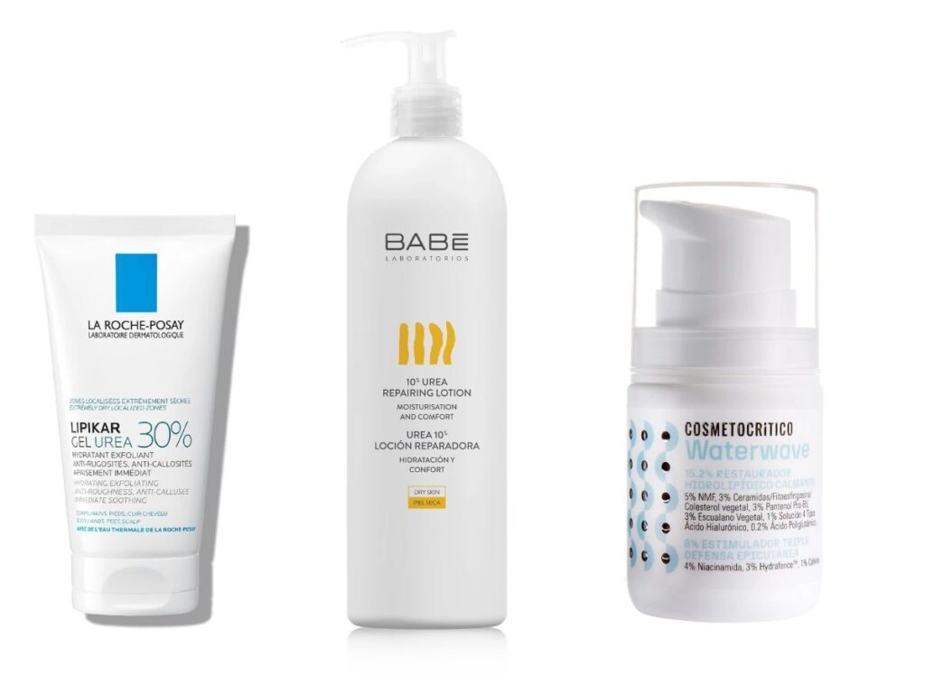 Bodegón de productos con urea para callosidades