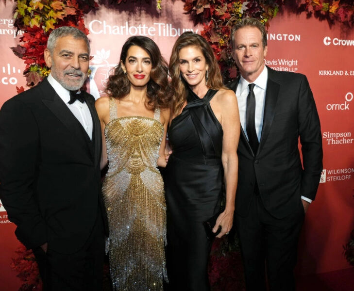 George Clooney, Rande Gerber, Cindy Cawford y Amal Clooney