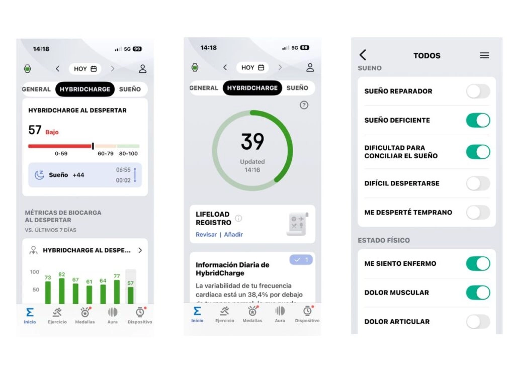 Hybrid Charge en la app de Amazfit